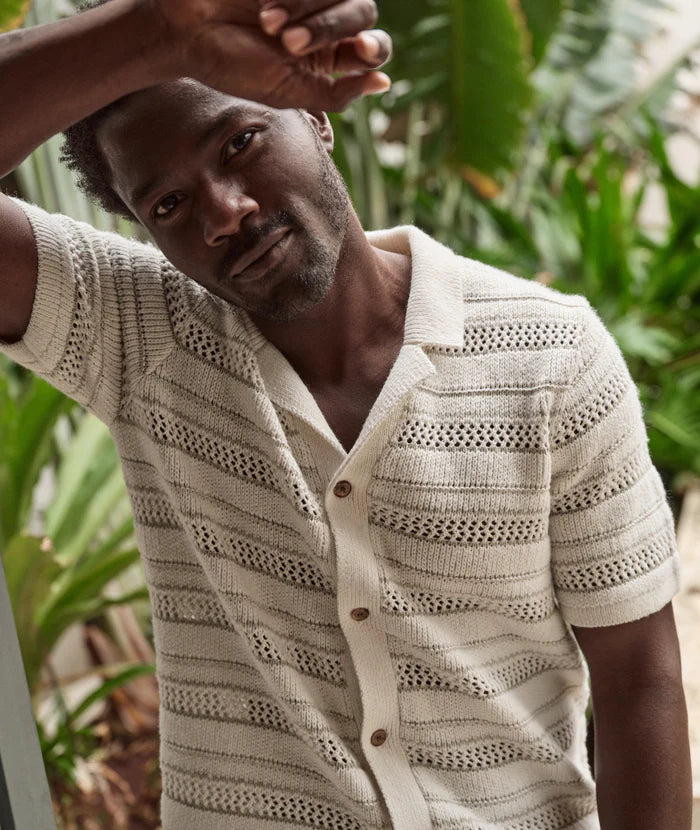 Marine Layer Open Knit Sweater Button Down
