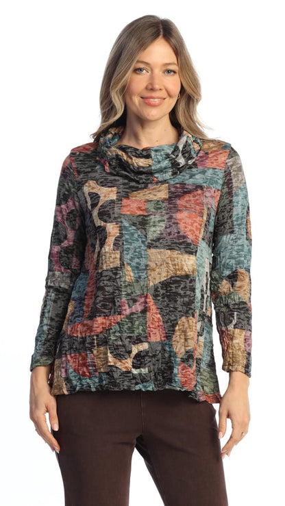 Jess & Jane Tops Jess & Jane Crushed Cowl Neck Top - Multiple Patterns Jess & Jane Crushed Cowl Neck Top - Multiple Patterns