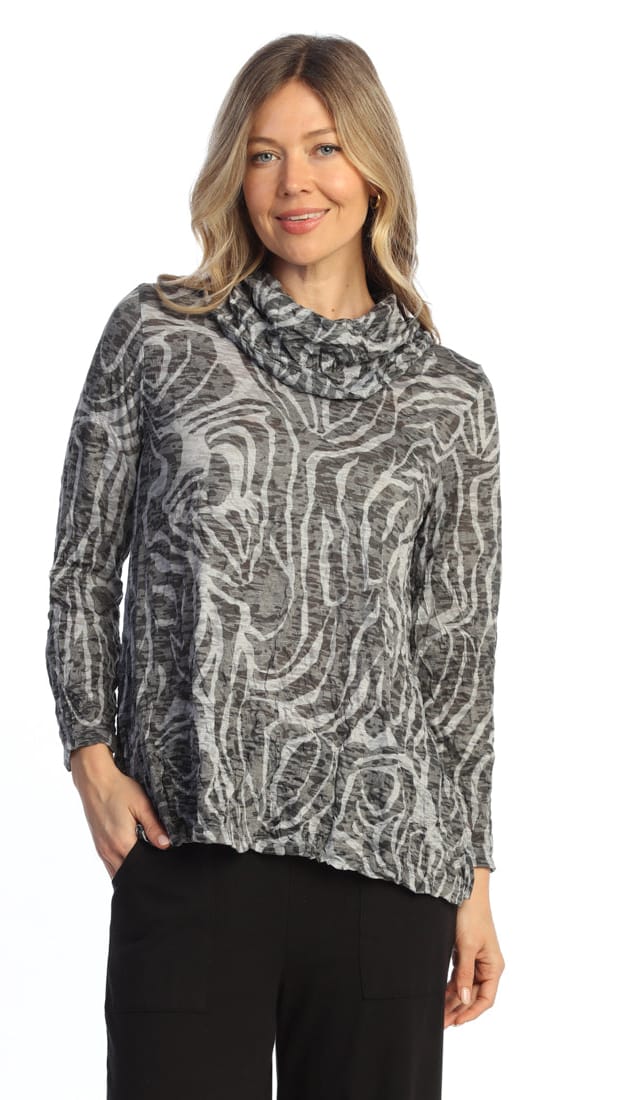 Jess & Jane Tops Jess & Jane Crushed Cowl Neck Top - Multiple Patterns Jess & Jane Crushed Cowl Neck Top - Multiple Patterns