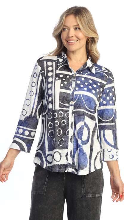 Jess & Jane Button Down 3/4 Cuff Sleeve Blouse