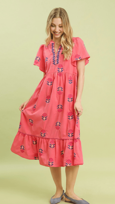Umgee Dresses Umgee Embroidered Midi Dress - Multiple Colors Umgee Embroidered Midi Dress - Multiple Colors