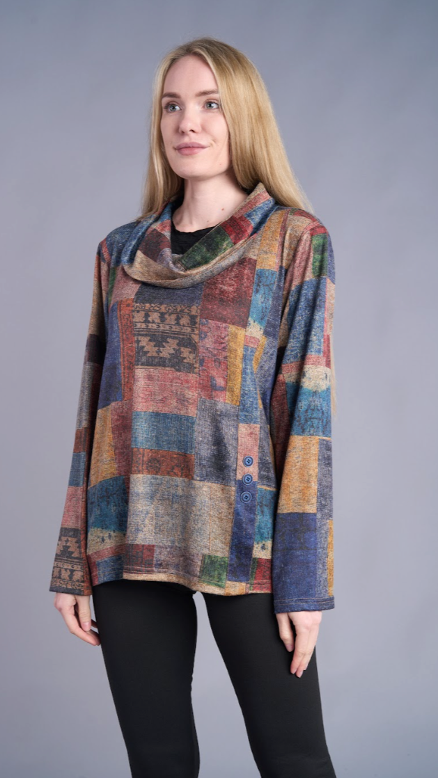 Shana Apparel A-line Cowl Button Tunic