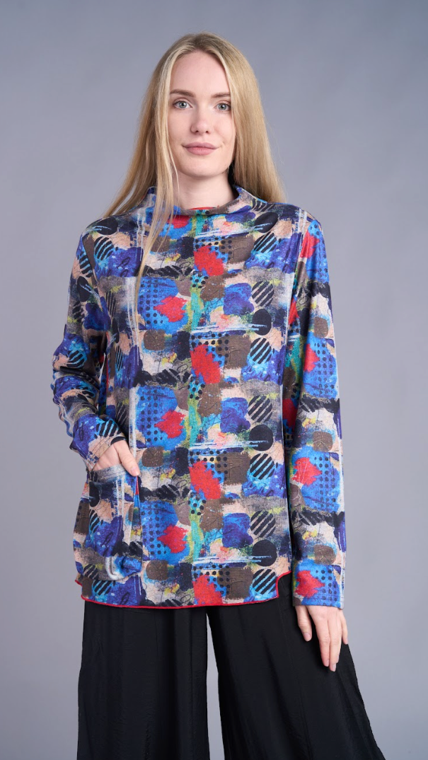 Shana Apparel Mock Neck Pocket Top