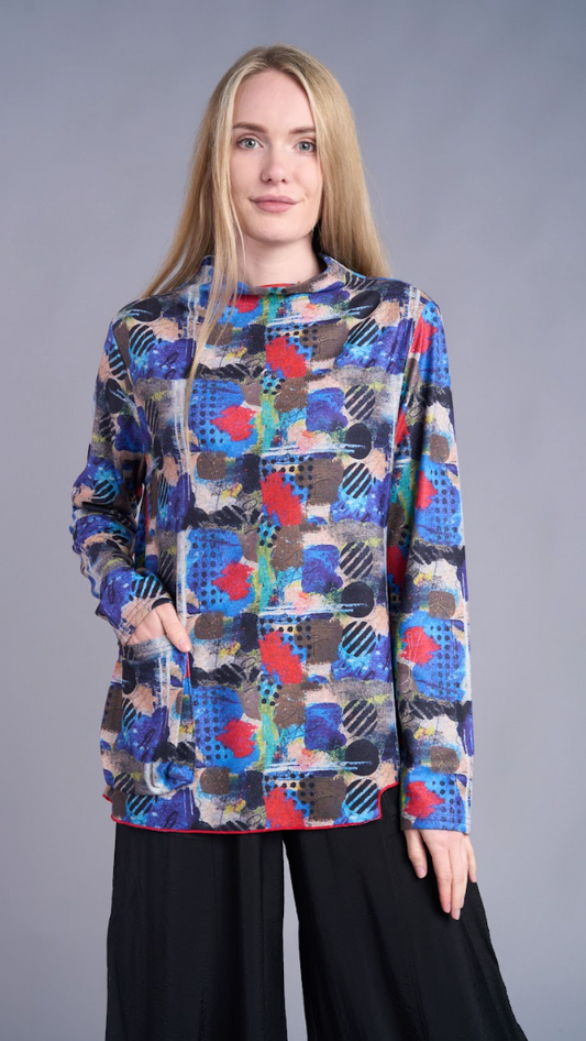Shana Apparel Mock Neck Pocket Top