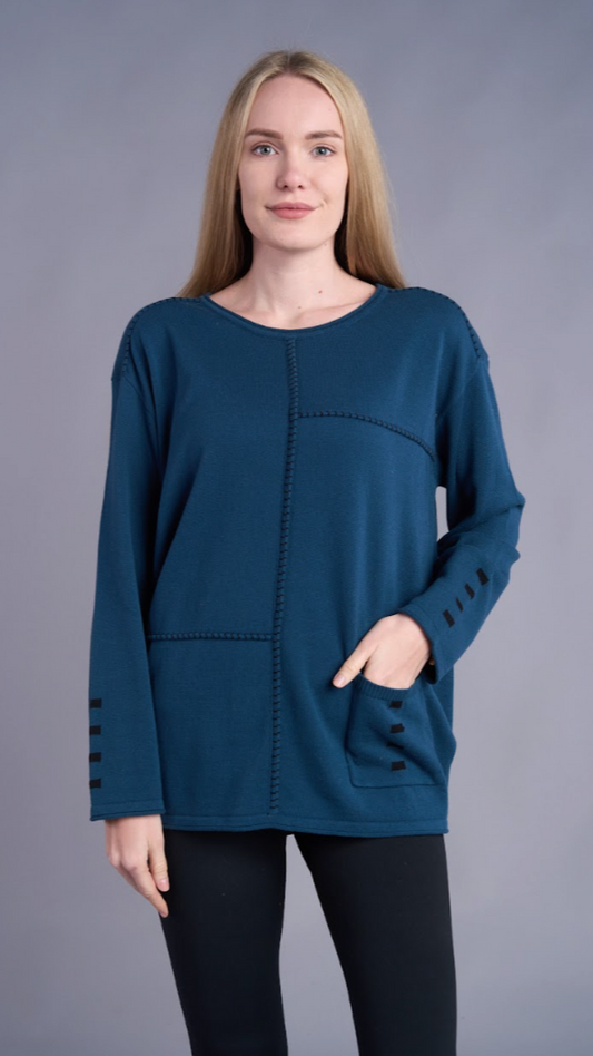 Shana Apparel Patch Stitching Sweater - Multiple Colors