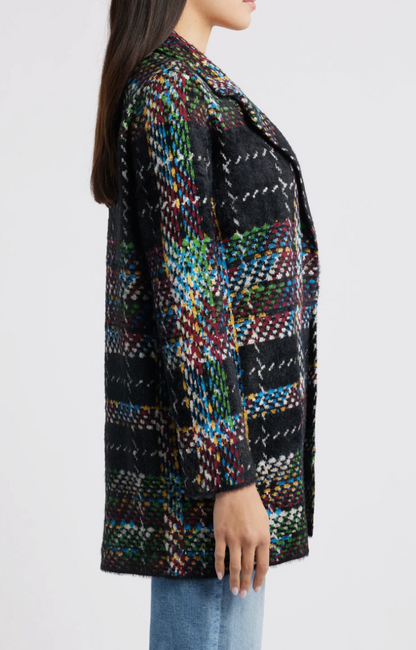 Liverpool Open Front Plaid Sweater Coat