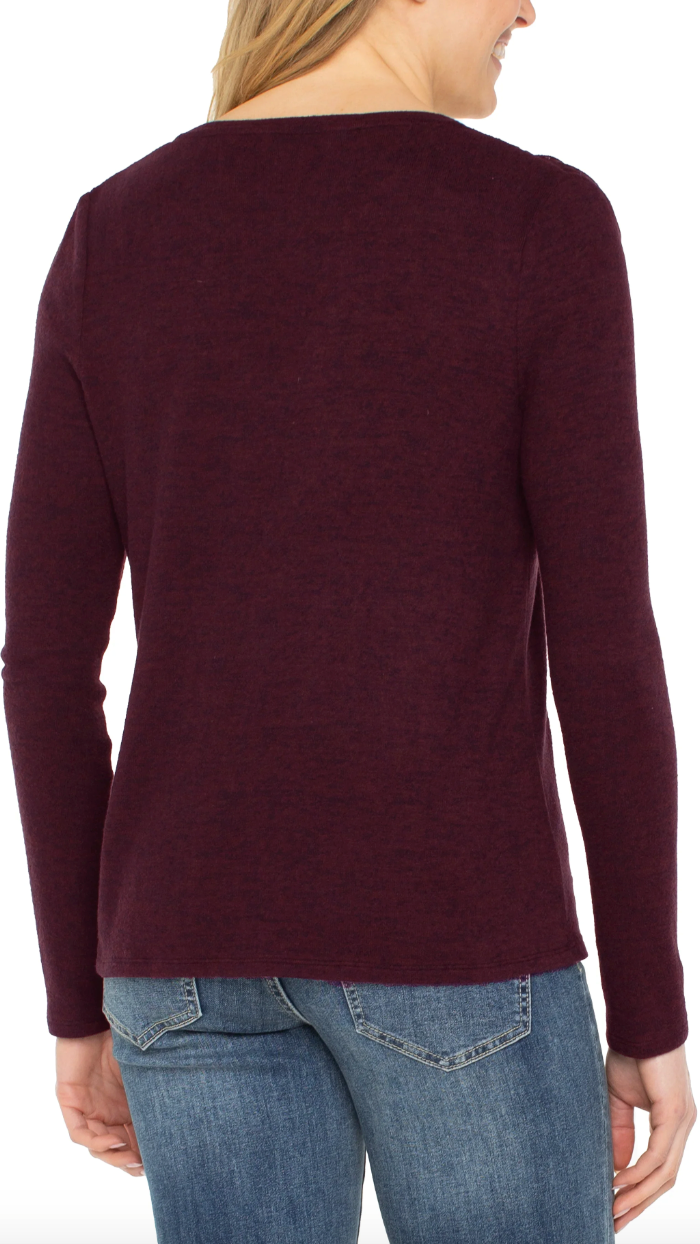 Liverpool Knit Mock Neck Top with Shirring Detail