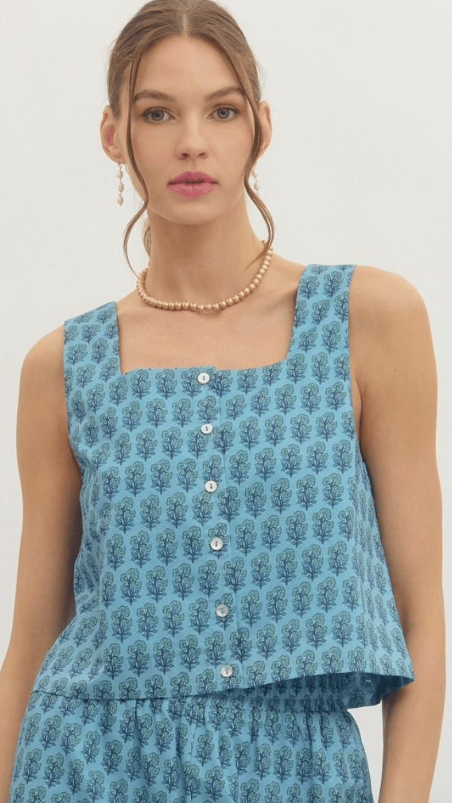 Entro Tanks Botanical Woven Crop Tank Botanical Woven Crop Tank