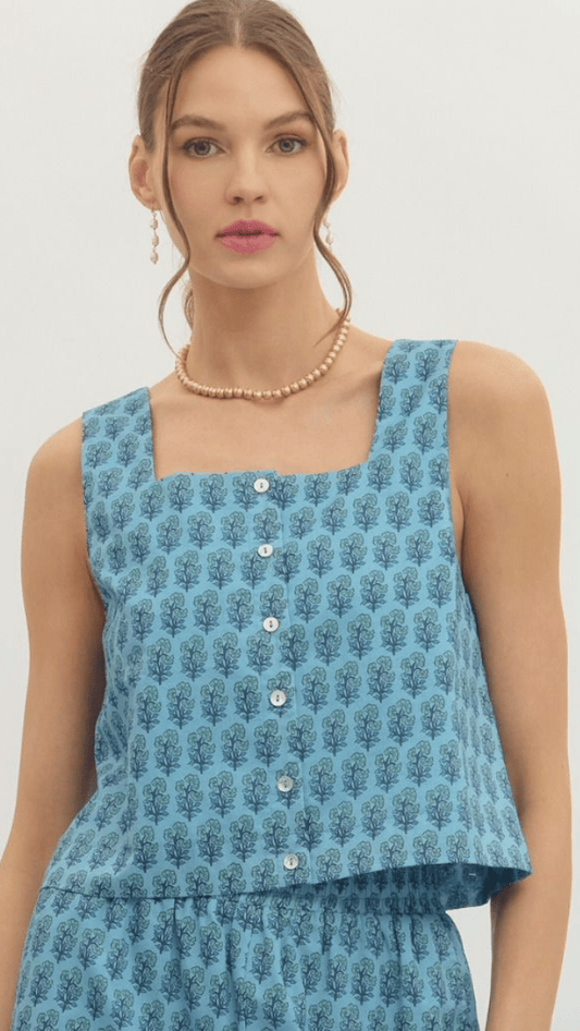 Entro Tanks Botanical Woven Crop Tank Botanical Woven Crop Tank