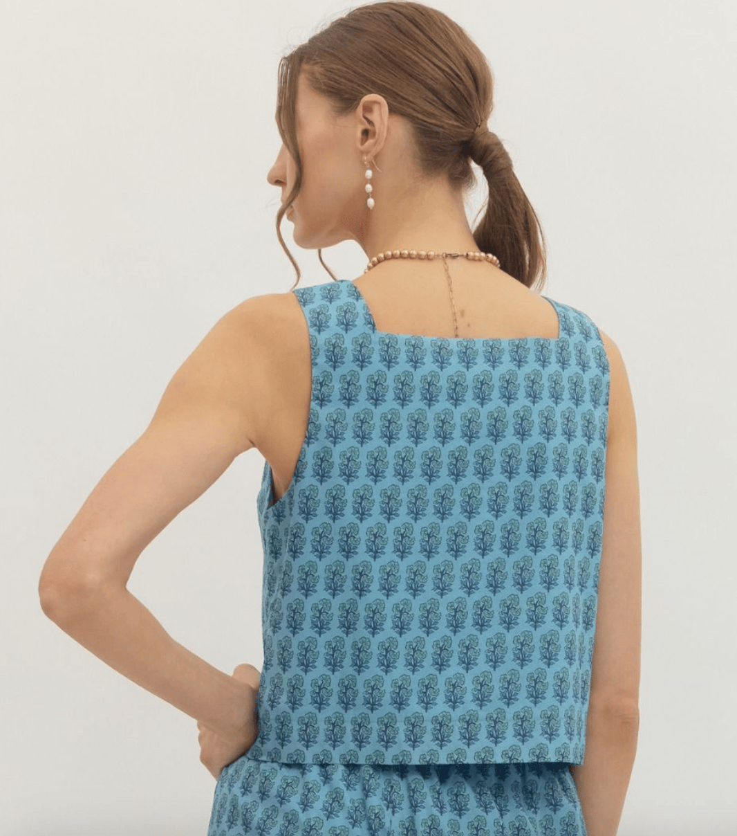 Entro Tanks Botanical Woven Crop Tank Botanical Woven Crop Tank