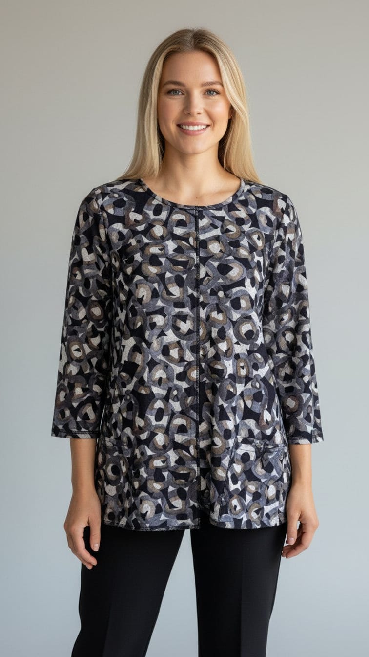 Shana Apparel Tunics Shana Apparel Fleece Stitch Pocket Tunic Shana Apparel Fleece Stitch Pocket Tunic