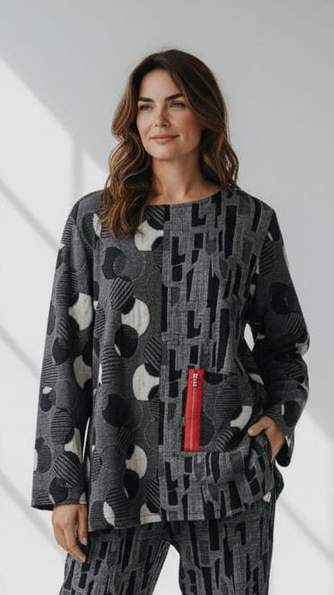 Shana Apparel Tops Shana Apparel Red Zip Pocket Top Shana Apparel Red Zip Pocket Top