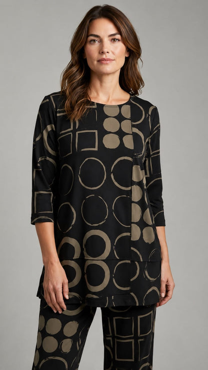Shana Apparel Tunics Shana Apparel Airflow Two Tone Tunic Shana Apparel Airflow Two Tone Tunic black