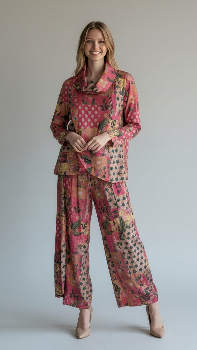 Shana Apparel Pants Shana Apparel Printed Airflow Lantern Pant Shana Apparel Printed Airflow Lantern Pant Wine