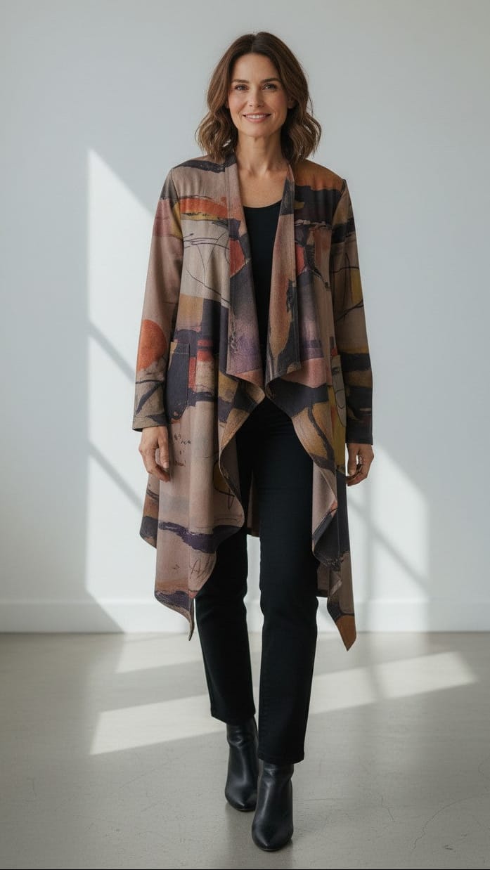 Shana Apparel Cardigans Shana Apparel Suede Long Open Jacket Shana Apparel Suede Long Open Jacket