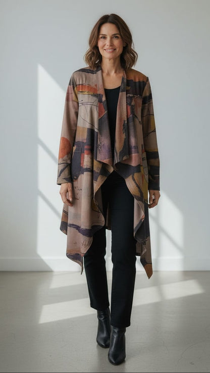 Shana Apparel Cardigans Shana Apparel Suede Long Open Jacket Shana Apparel Suede Long Open Jacket