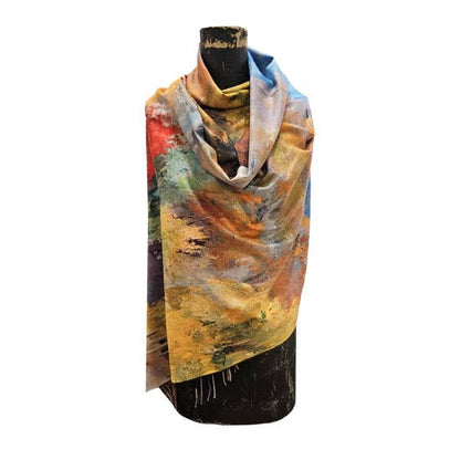 Mediterranean Concepts Scarves Med. Concepts Reversible Van Gogh Wheatfield & Fall Leaves Shawl 83231454 Med. Concepts Reversible Van Gogh Wheatfield & Fall Leaves Shawl