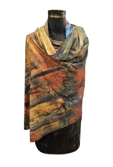 Mediterranean Concepts Scarves Med. Concepts Reversible Van Gogh Wheatfield & Fall Leaves Shawl 83231454 Med. Concepts Reversible Van Gogh Wheatfield & Fall Leaves Shawl