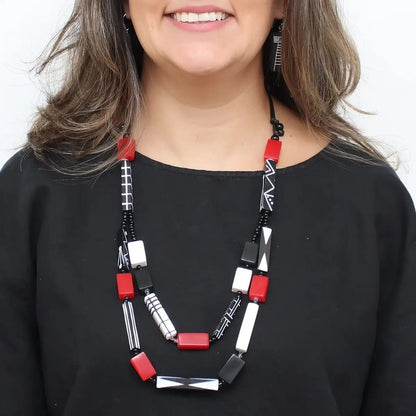Sylca Designs Necklaces Sylca Soran Red Mixed Bead Necklace Sylca Soran Red Mixed Bead Necklace