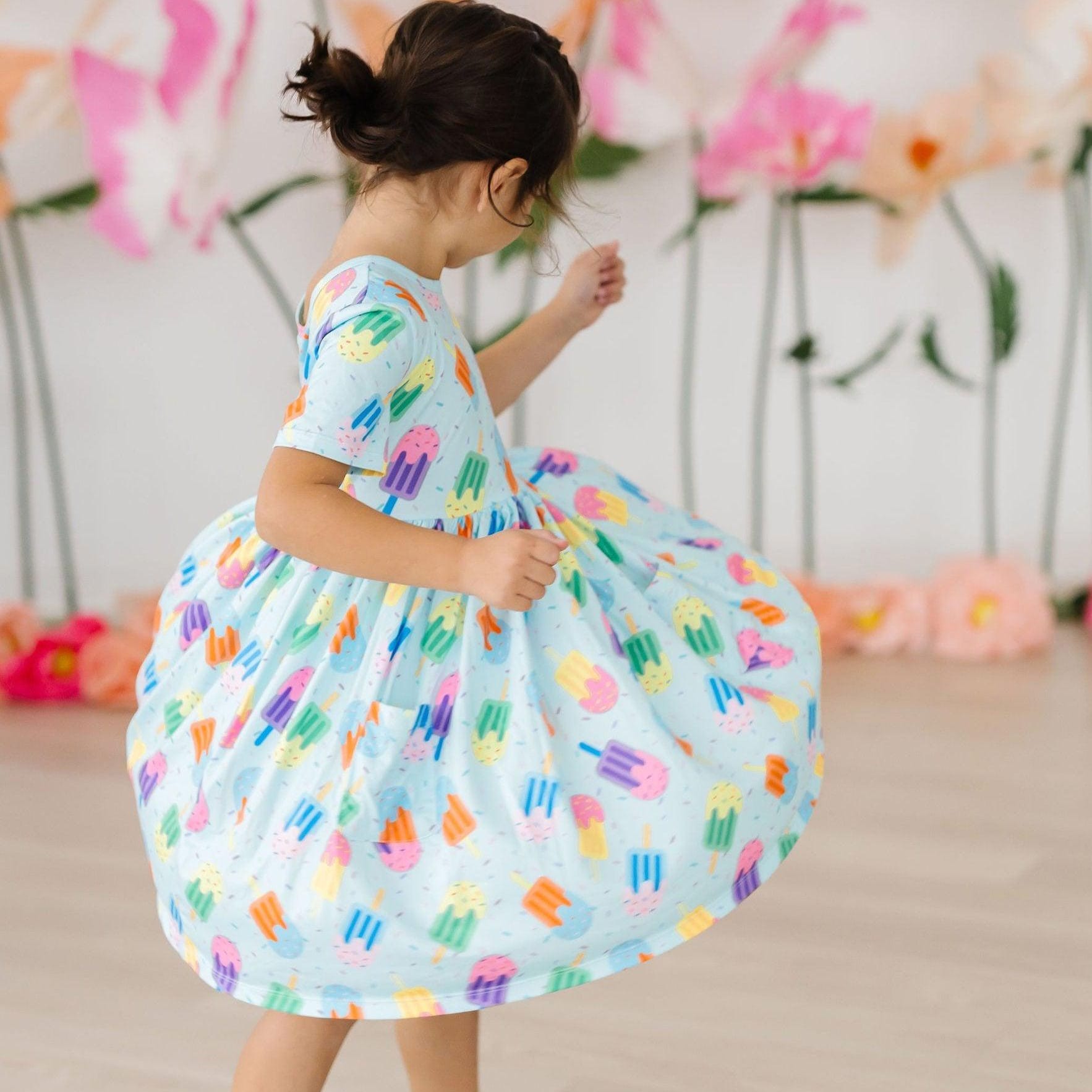 Mila & Rose Children's Clothing Mila & Rose Short Sleeve Pocket Twirl Dress - Multiple Colors Mila & Rose Short Sleeve Pocket Twirl Dress - Multiple Colors