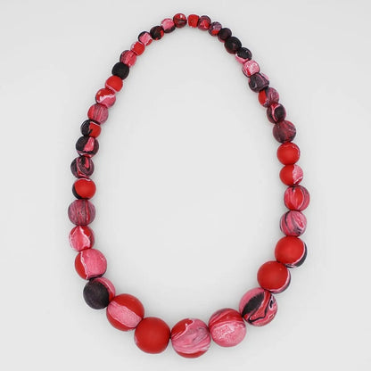 Sylca Designs Necklaces Sylca Red & Black Beaded Kori Necklace 29159902 Sylca Red & Black Beaded Kori Necklace