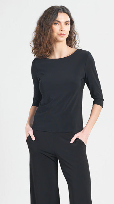 Clara Sunwoo Basic Scoop Neck 3/4 Sleeve Top