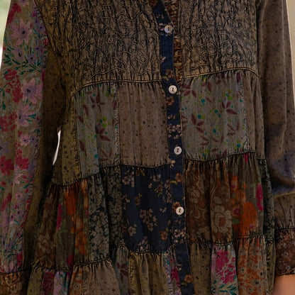 Young Threads Tops Boho Quilted Embroidered Tiered Shirt Boho Quilted Embroidered Tiered Shirt