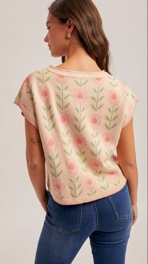 Hem & Thread Tops Floral Printed Boatneck Sweater Top Floral Printed Boatneck Sweater Top
