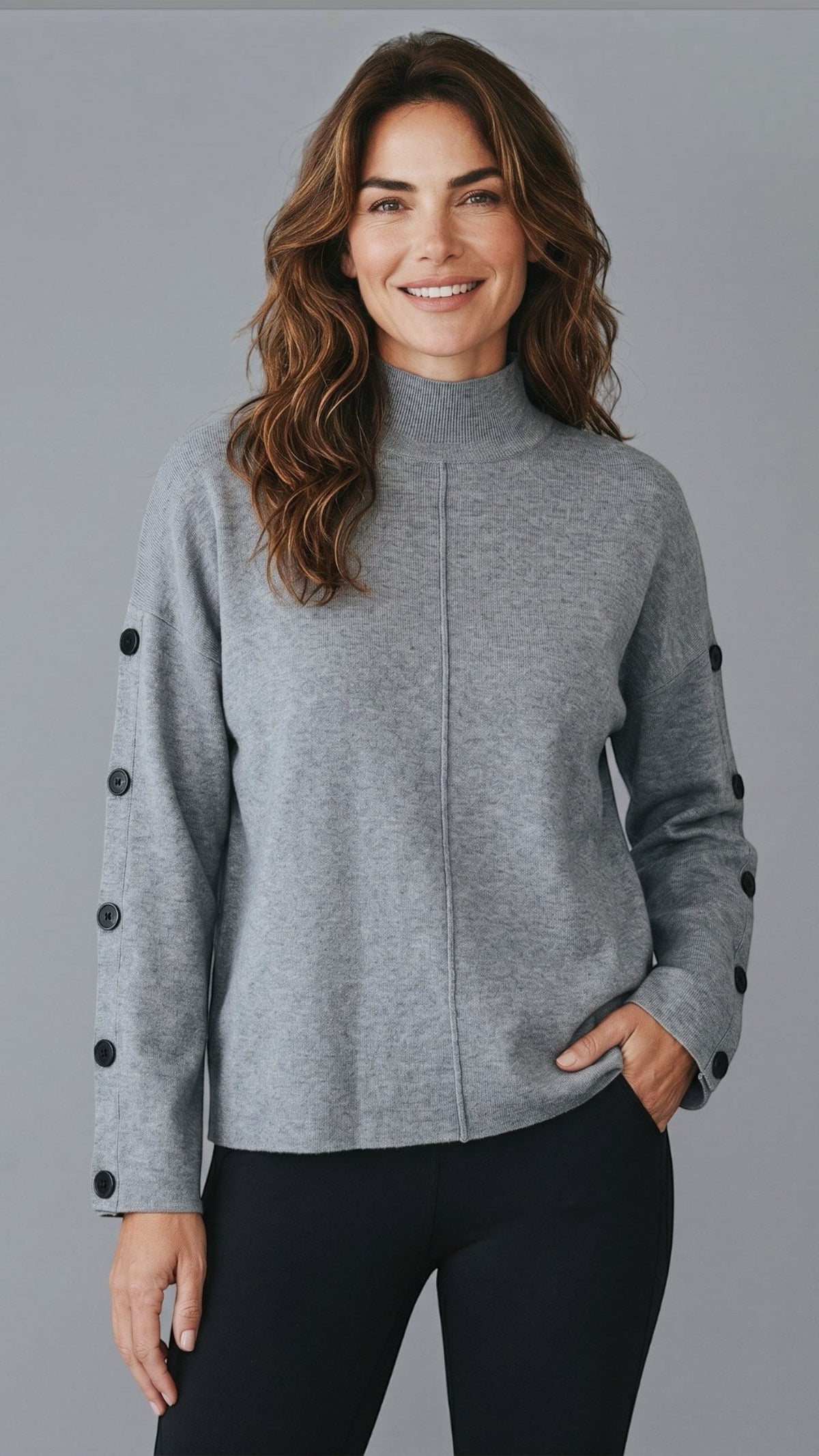 Tempo Paris Sweaters Tempo Paris Button Sleeve Sweater Tempo Paris Button Sleeve Sweater