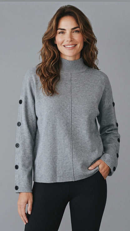 Tempo Paris Sweaters Tempo Paris Button Sleeve Sweater Tempo Paris Button Sleeve Sweater