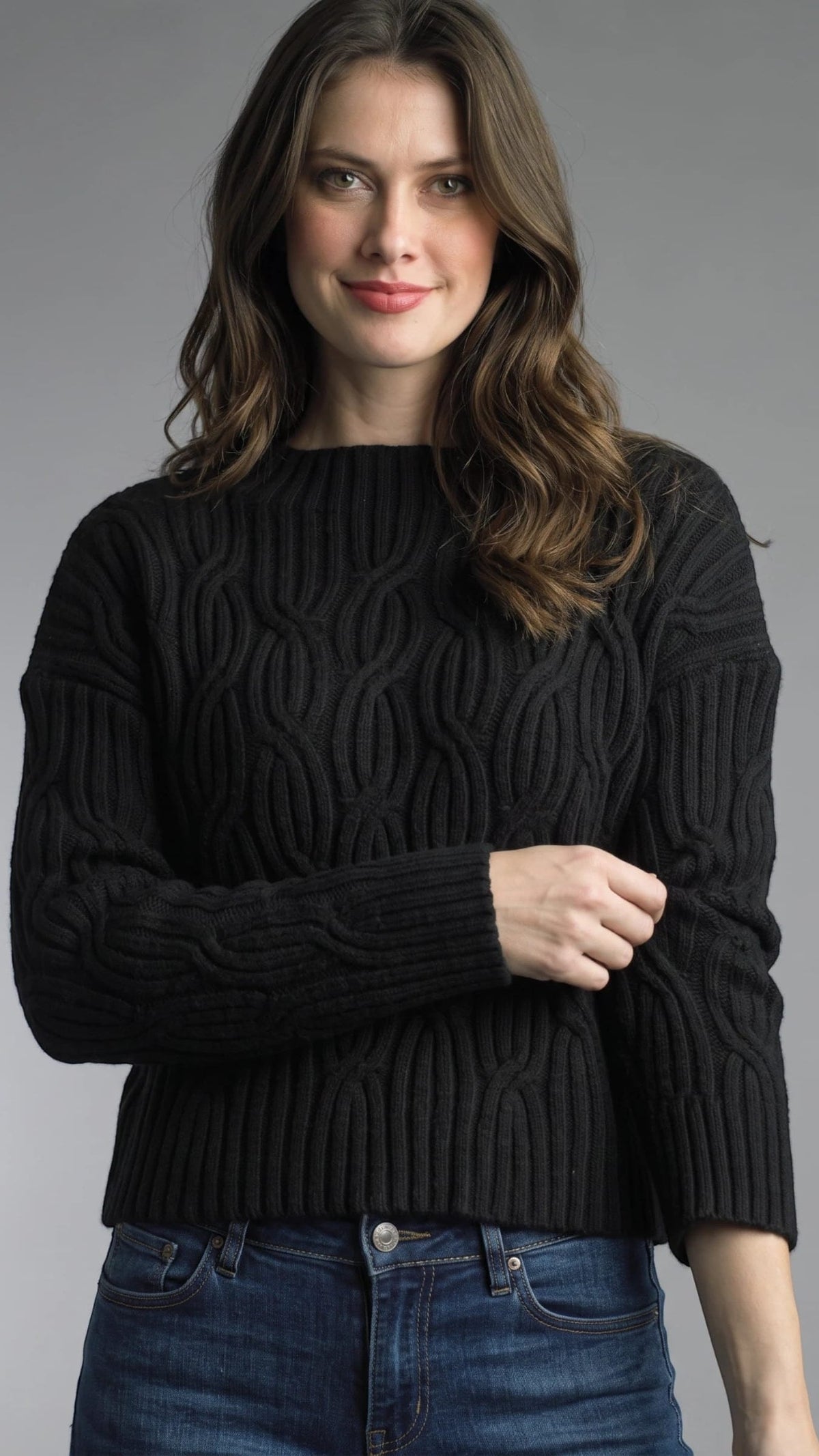 Tempo Paris Sweaters Tempo Paris Crop Woven Mock Neck Sweater - Multiple Colors Tempo Paris Crop Woven Mock Neck Sweater - Multiple Colors