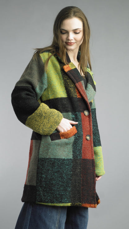 Tempo Paris Jackets Tempo Paris Color Block Knit Long Jacket 46093790 Tempo Paris Color Block Knit Long Jacket