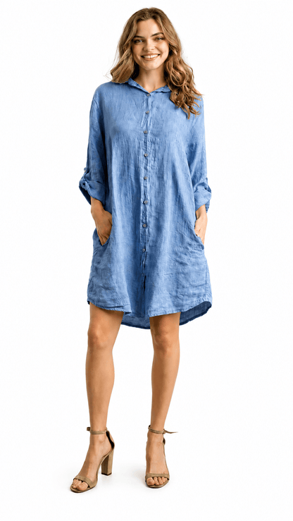 Tempo Paris Dresses Tempo Paris Linen Pocket Shirt Dress - Multiple Colors 90579678 Tempo Paris Linen Pocket Shirt Dress - Multiple Colors