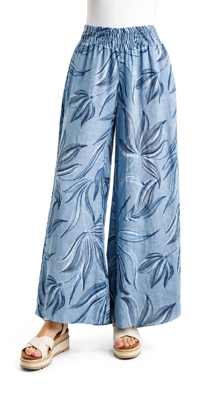 Tempo Paris Pants Tempo Paris Smocked Waist Botanical Palazzo Linen Pant- Multiple Colors 12447966 Tempo Paris Smocked Waist Botanical Palazzo Linen Pant- Multiple Colors