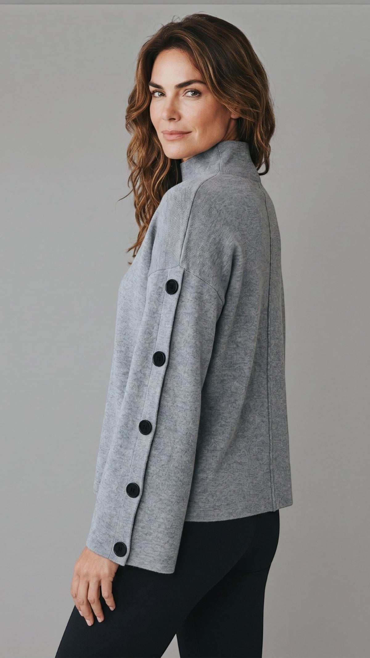 Tempo Paris Sweaters Tempo Paris Button Sleeve Sweater Tempo Paris Button Sleeve Sweater