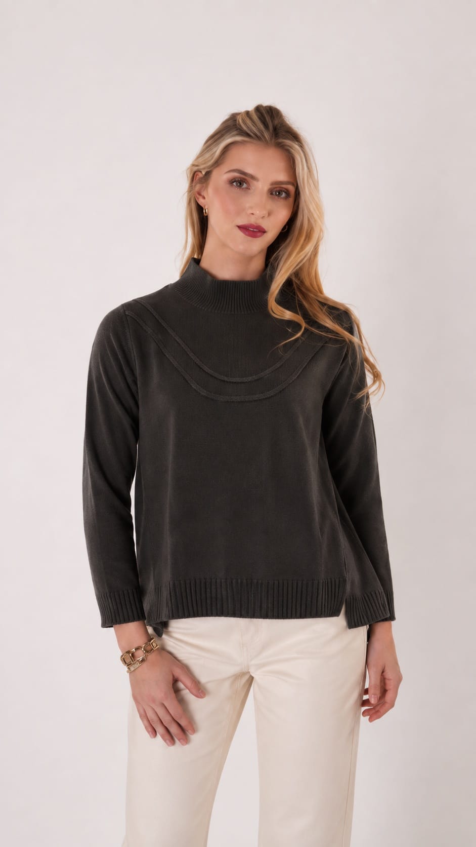 Trisha Tyler Sweaters Trisha Tyler Cowl Neck and Self Embroidery Sweater - Multiple Colors 28079326 Trisha Tyler Cowl Neck and Self Embroidery Sweater - Multiple Colors