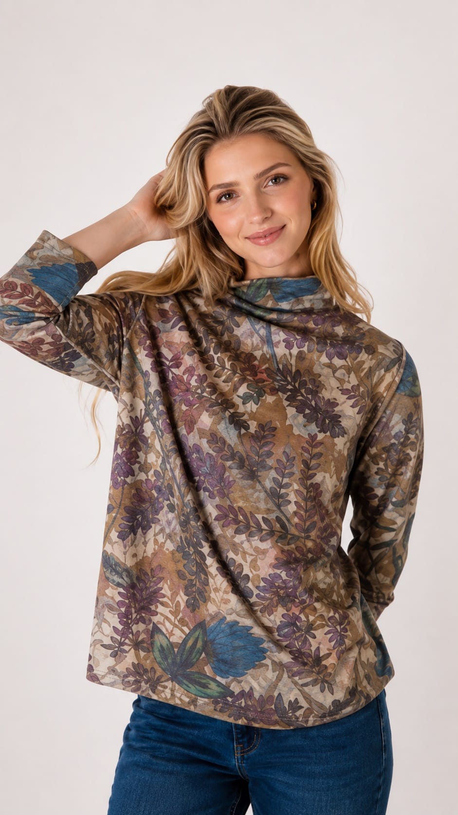 Trisha Tyler Tops Trisha Tyler Mini Floral Reversible Mock Neck Top Trisha Tyler Mini Floral Reversible Mock Neck Top