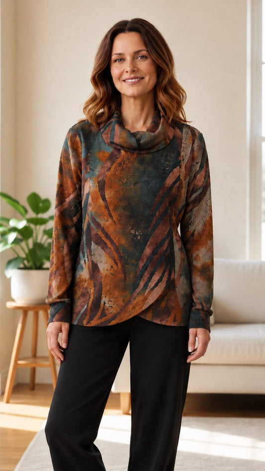 Creation by Lady Liberty Tops Tulip Hem Cowl Tunic Top Tulip Hem Cowl Tunic Top