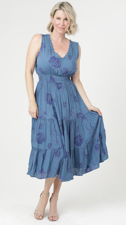 Printed Smocked Waist Dress