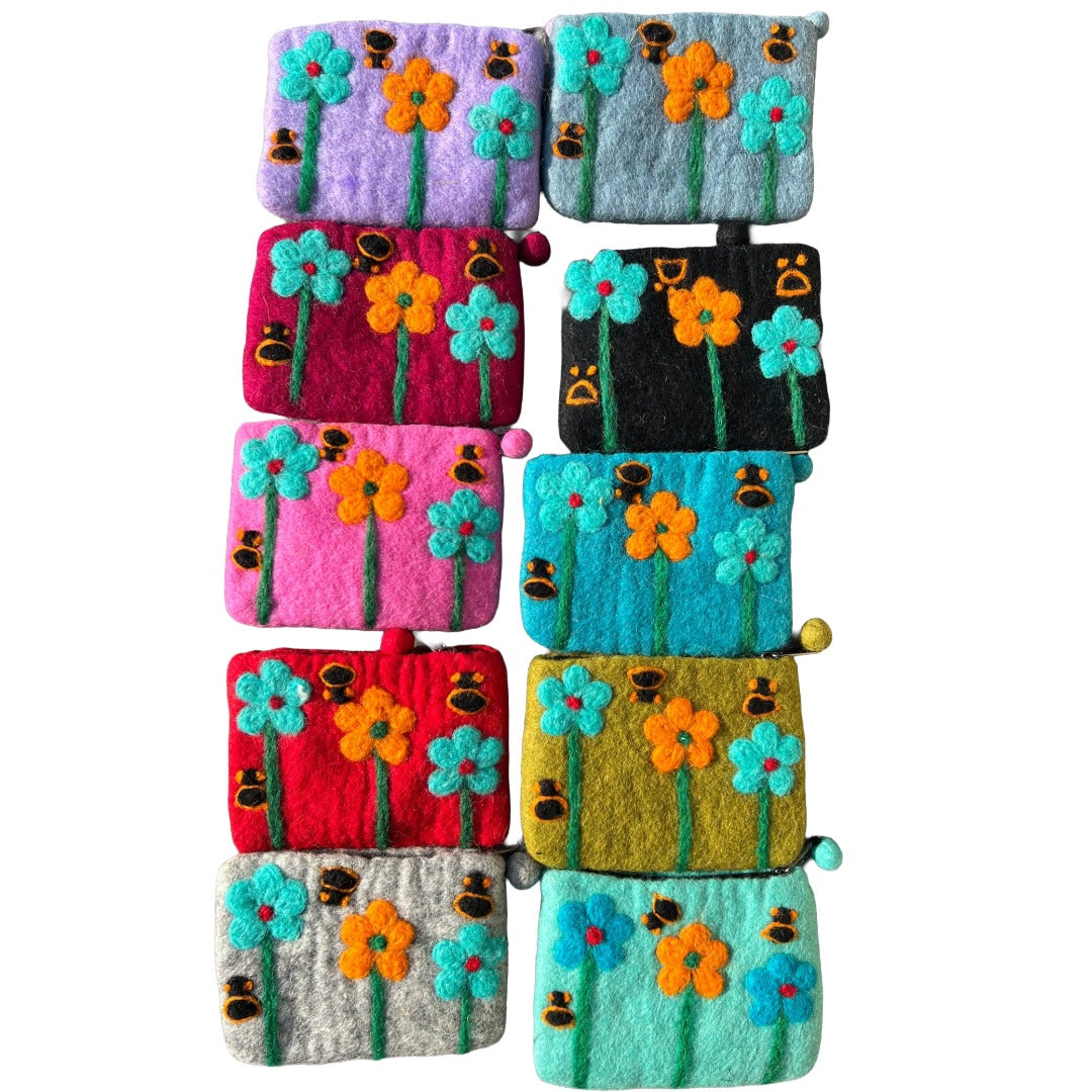 Garden Felted Coin Purse