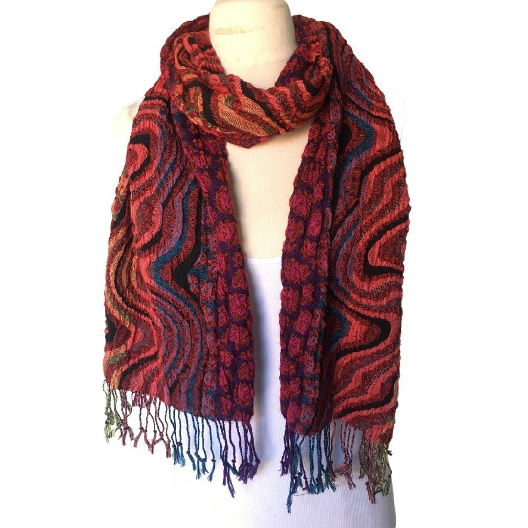 Ruffle Scarf with Fringe - Multiple Colors
