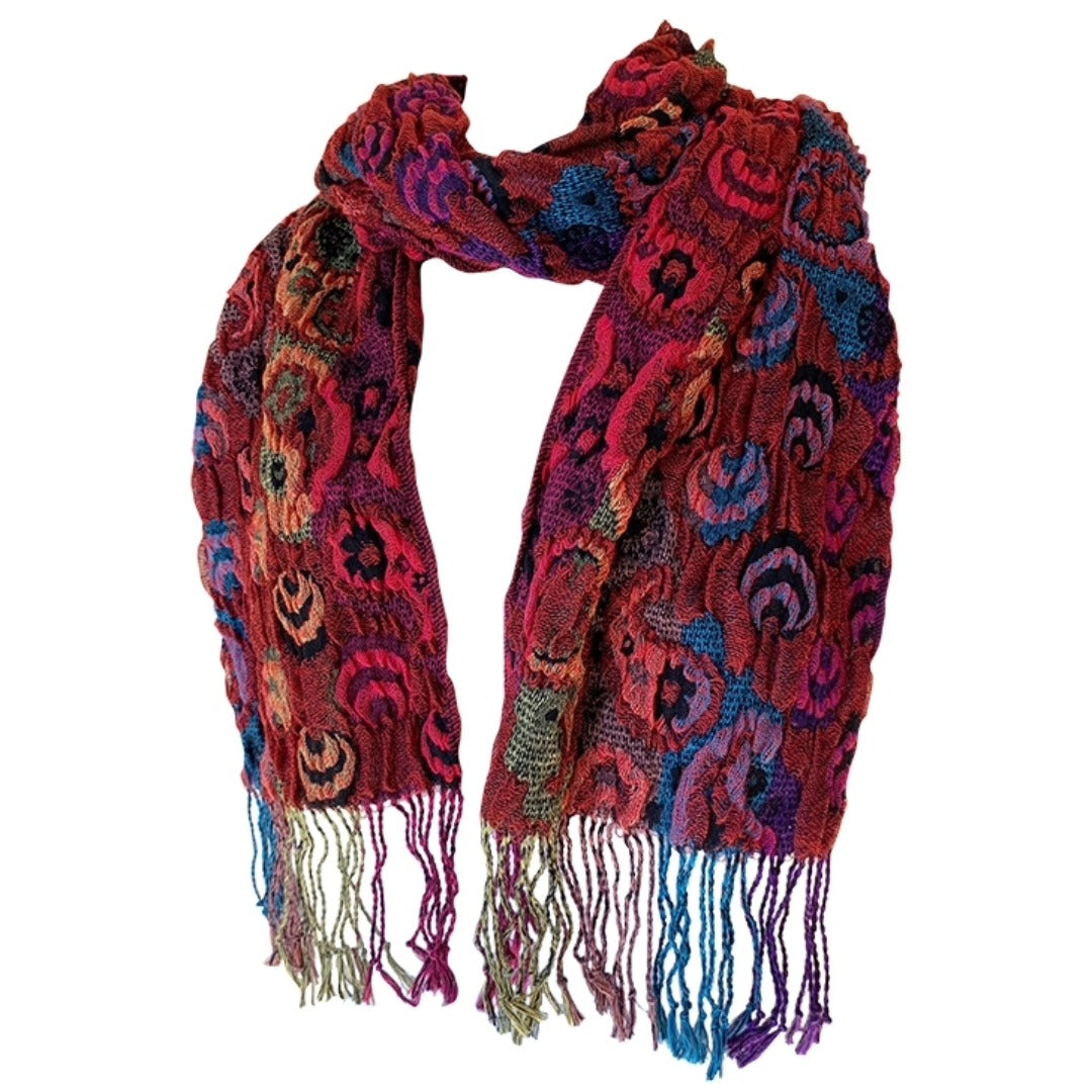 Ruffle Scarf with Fringe - Multiple Colors
