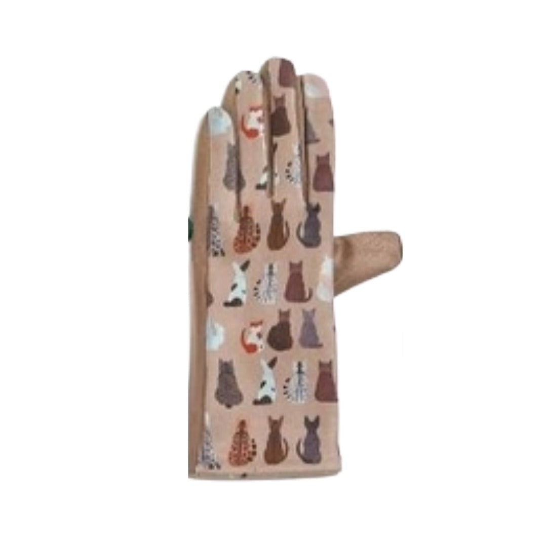 Cat Print Touch Screen Glove - Multiple Colors