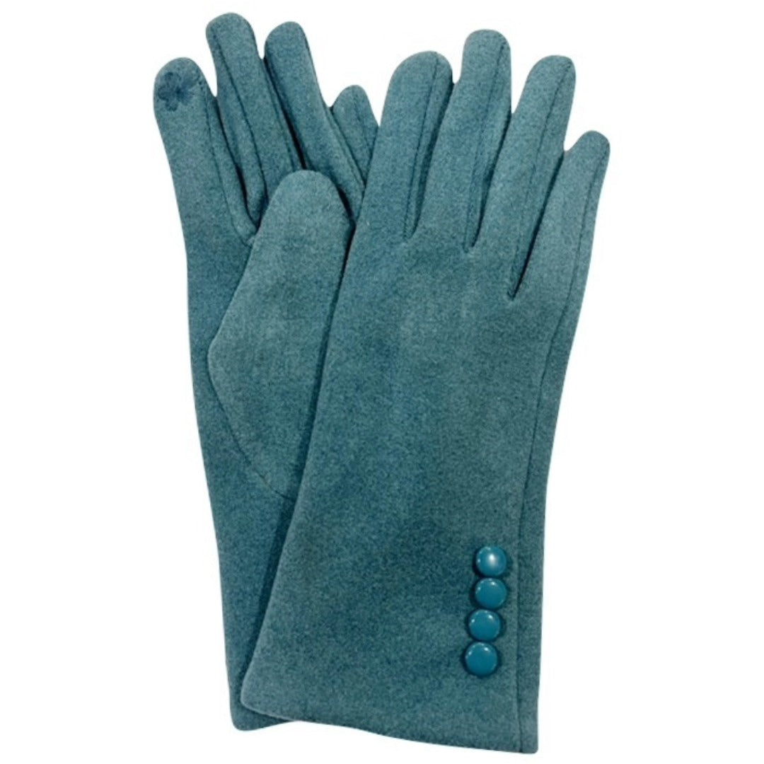 Button Detail Touch Screen Gloves - Multiple Colors