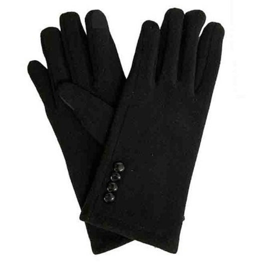 Button Detail Touch Screen Gloves - Multiple Colors