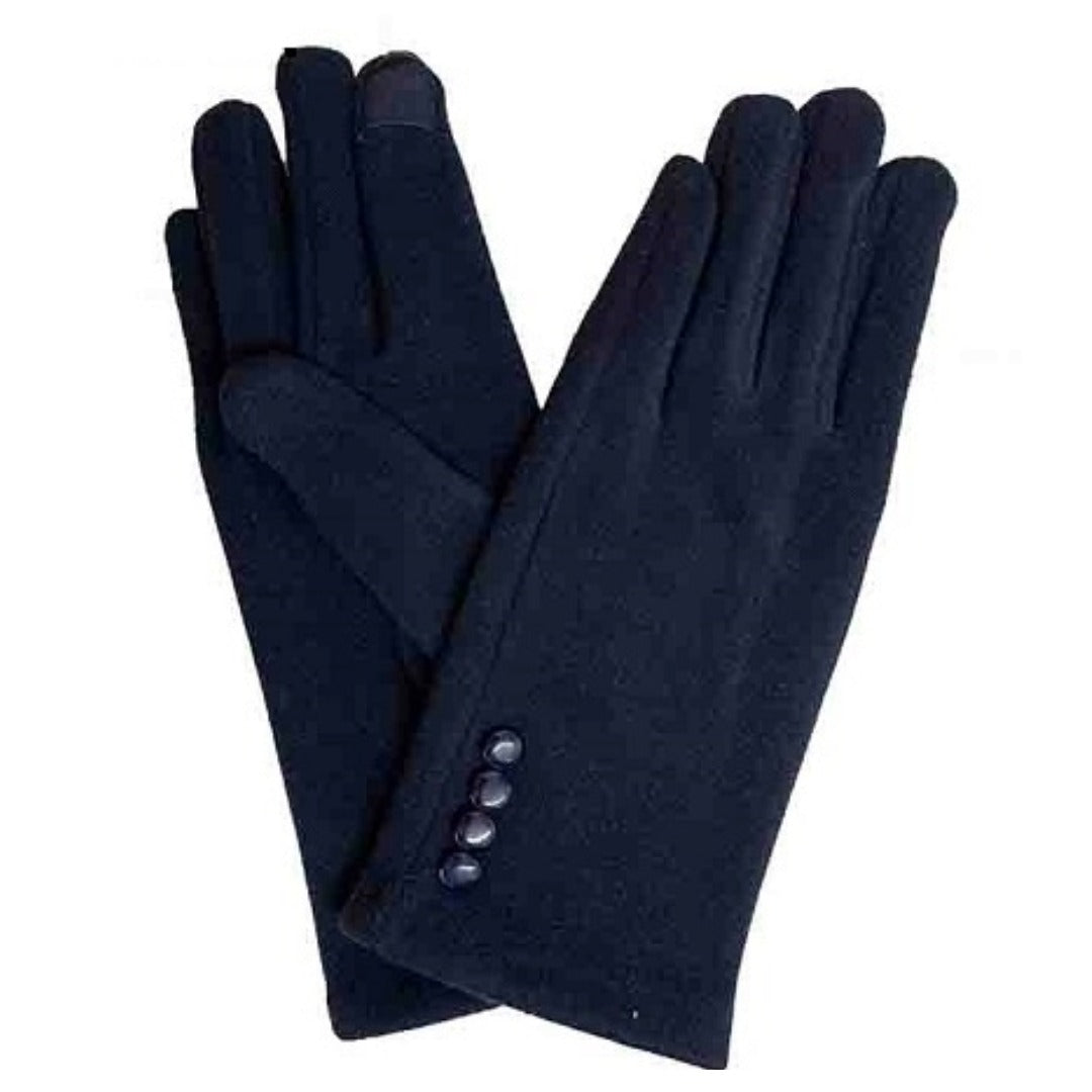 Button Detail Touch Screen Gloves - Multiple Colors