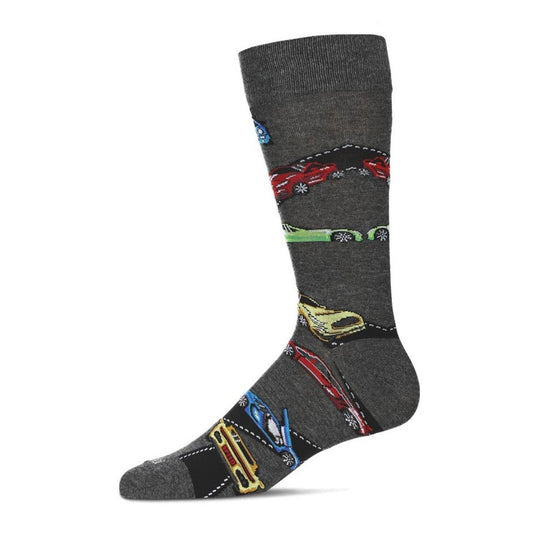 MeMoi Men's Cars Bamboo Blend Crew Sock
