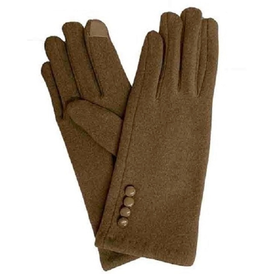 Button Detail Touch Screen Gloves - Multiple Colors