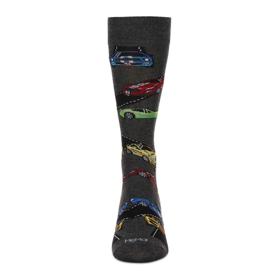 MeMoi Men's Cars Bamboo Blend Crew Sock