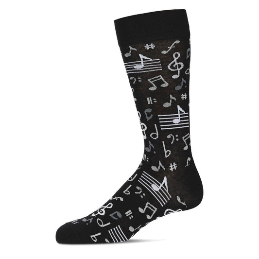 MeMoi Men's Musical Note Pattern Crew Socks